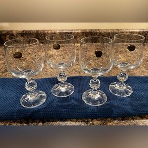Bohemia Claudia Made in Czechoslovakia Fine Lead Crystal Vintage Wine 4 Glasses